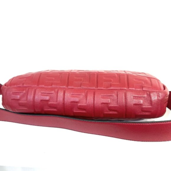 Fendi Zucca Embossed Baguette Red Calf Leather Satchel - Picture 3 of 8